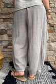 Lina Linen Blend Barrel Pant Washed Mocha